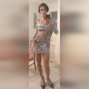SHEIN Black and White Zebra Print Mini Dress